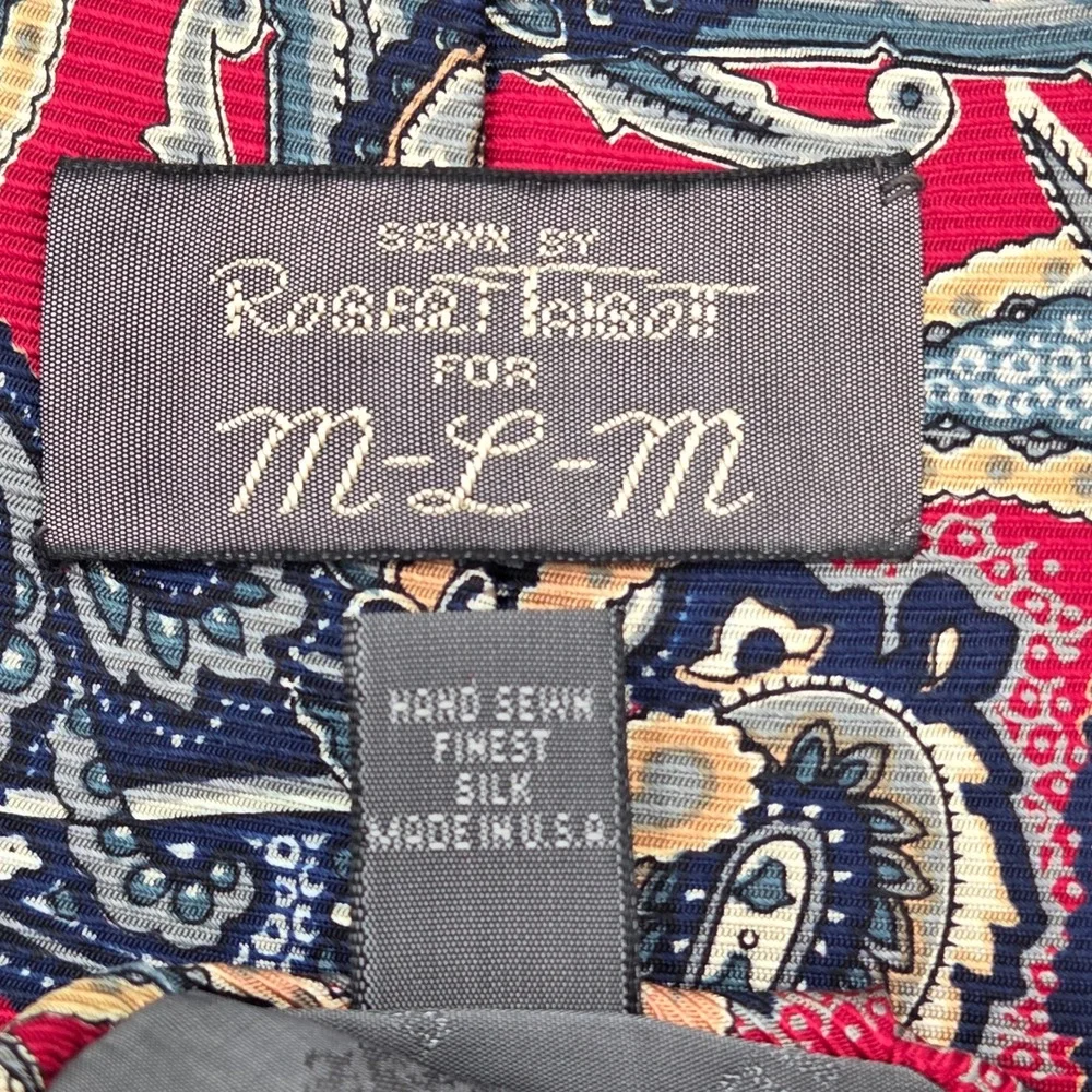 Robert Talbott Necktie‎ Hand Sewn Finest Silk USA Made Red Blue Paisley Mens Tie
